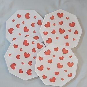 Hand Crafted White and Red Heart Coasters